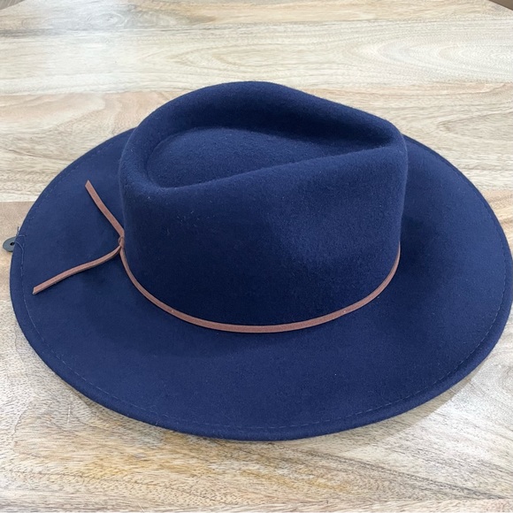 NWT navy blue with brown trim, cowboy / chupalla hat 100% wool main image 6